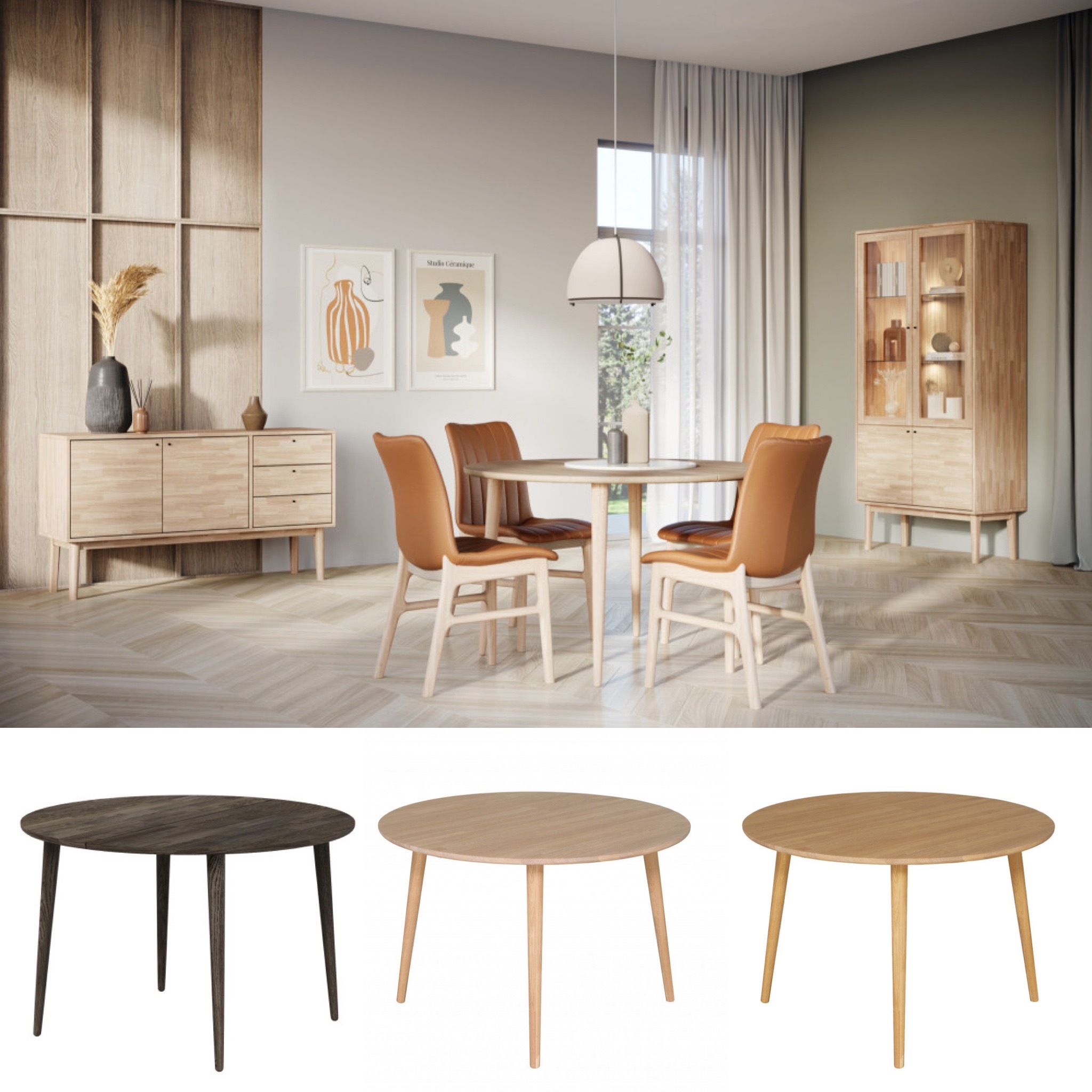 Casø Thor spisebord ø115 (Kan utvides) - Heltre eik