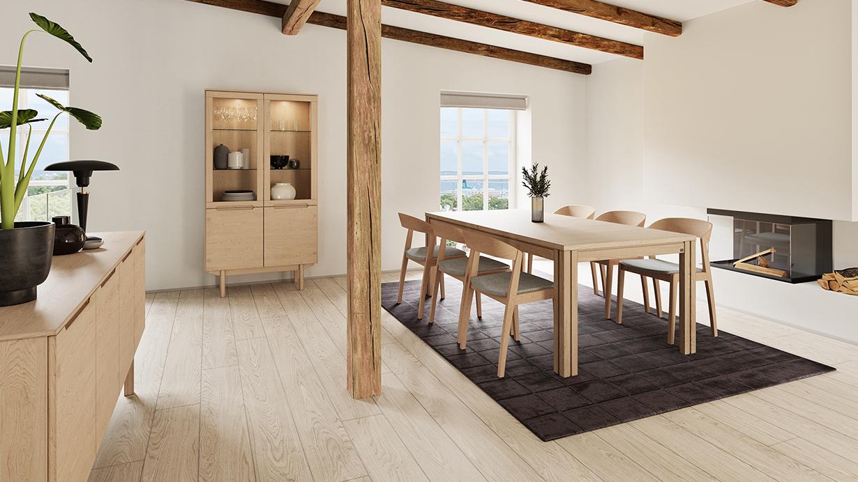 SKOVBY SM24 bord m/3 ileggsplater 100x200 - Heltre hvitoljet eik (EMH)