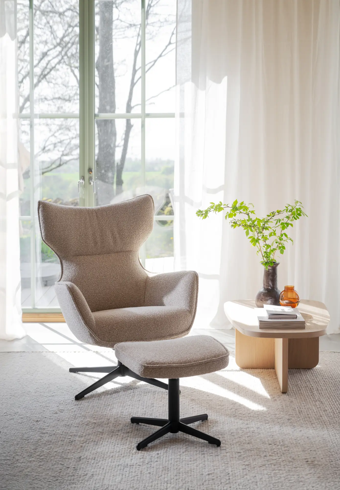 Jenkins hvilestol m/skammel - Beige