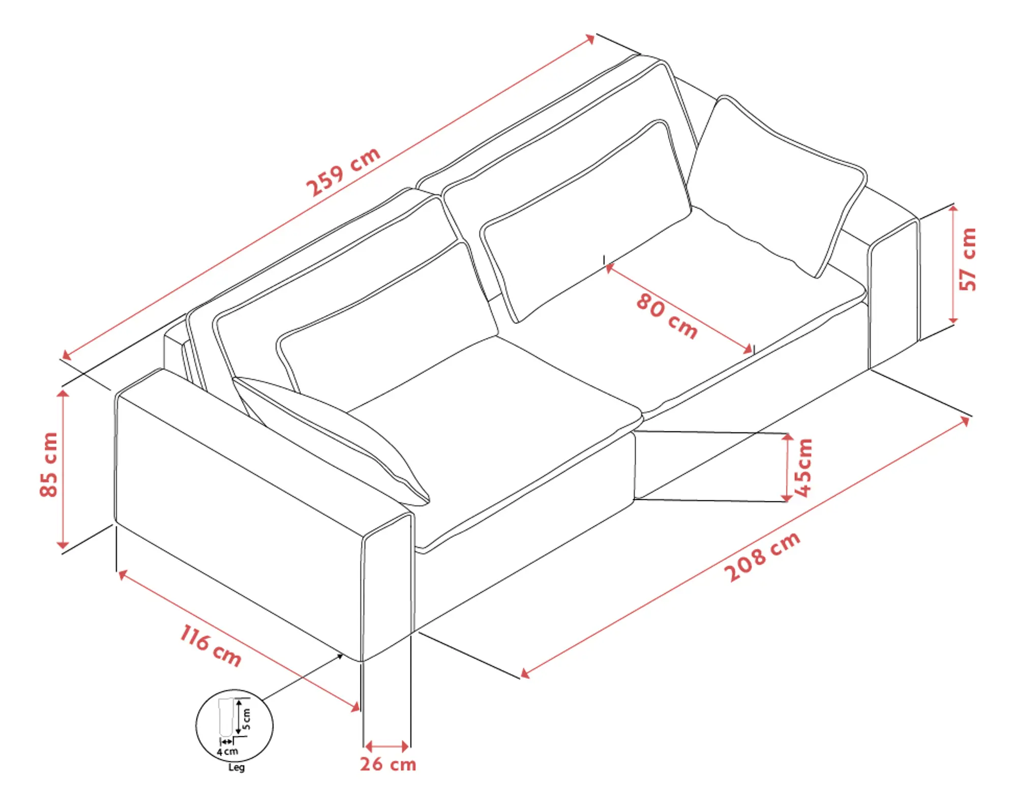 Rawlins 3,5-seter B259 cm - Rachel Grønn